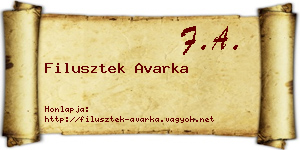Filusztek Avarka névjegykártya